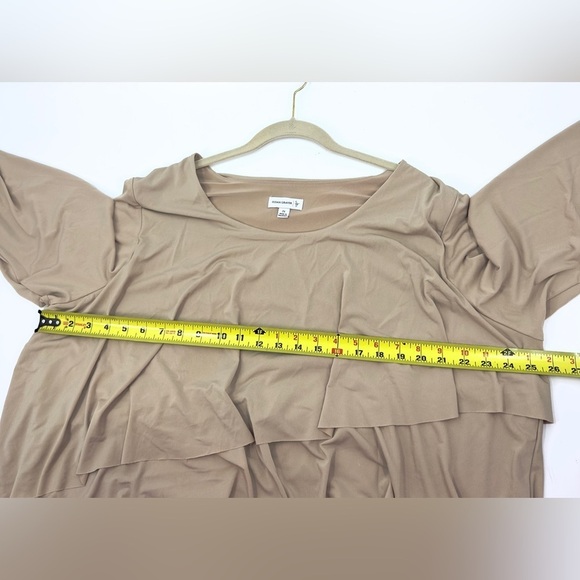 Susan Graver Womens Tiered Tunic Top Size 2X Tan Beige Liquid Knit Stretch Shirt - Picture 6 of 8